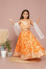 Orange Shibori Kota doriya Lehenga set