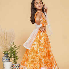 Orange Shibori Kota doriya Lehenga set