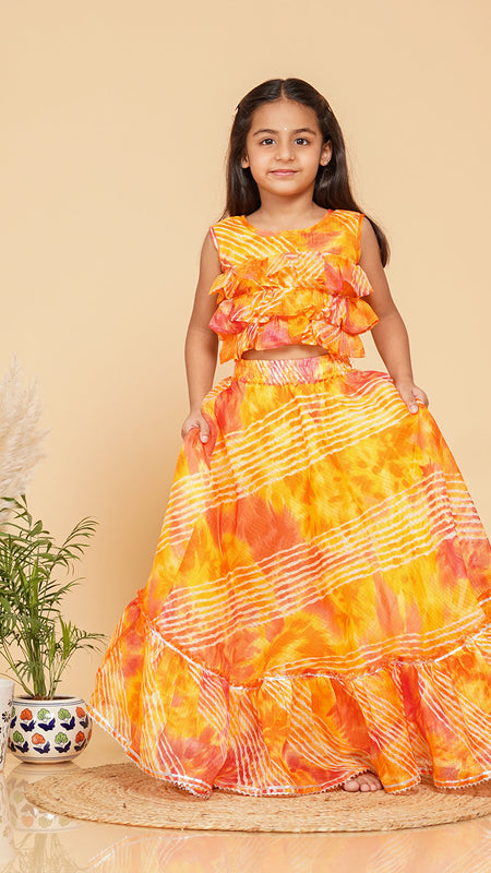 Shibori Print Doriya Crop top Skirt set