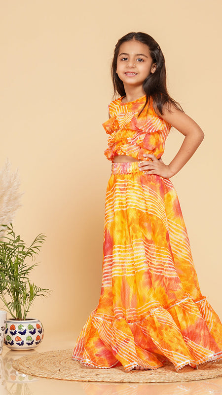 Shibori Print Doriya Crop top Skirt set