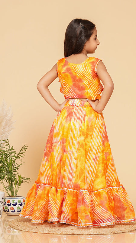 Shibori Print Doriya Crop top Skirt set