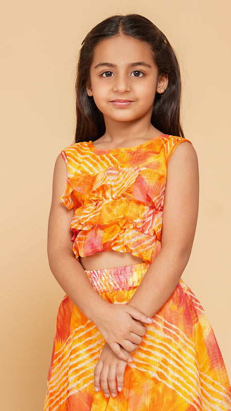 Shibori Print Doriya Crop top Skirt set