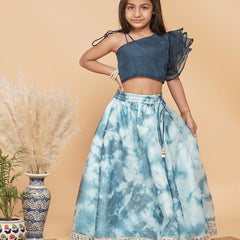 Organza Crop top & Shibori Skirt set