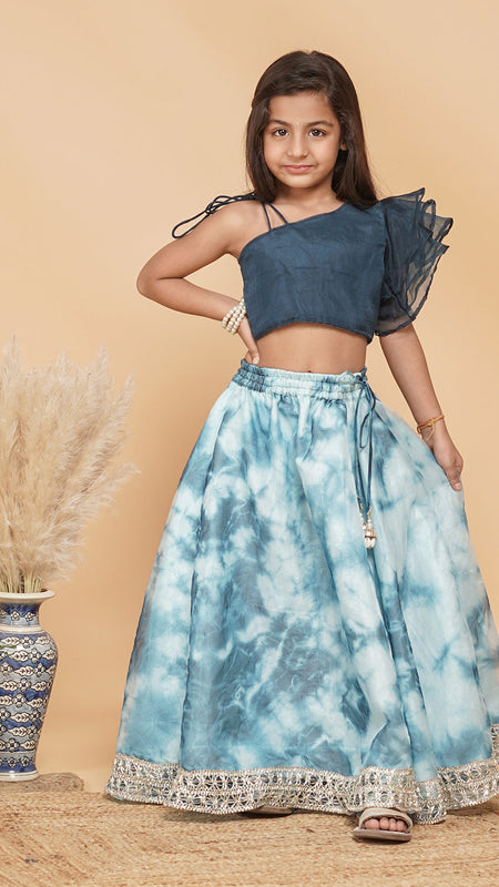 Organza Crop top & Shibori Skirt set