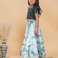 Organza Crop top & Shibori Skirt set