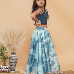 Organza Crop top & Shibori Skirt set