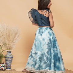 Organza Crop top & Shibori Skirt set