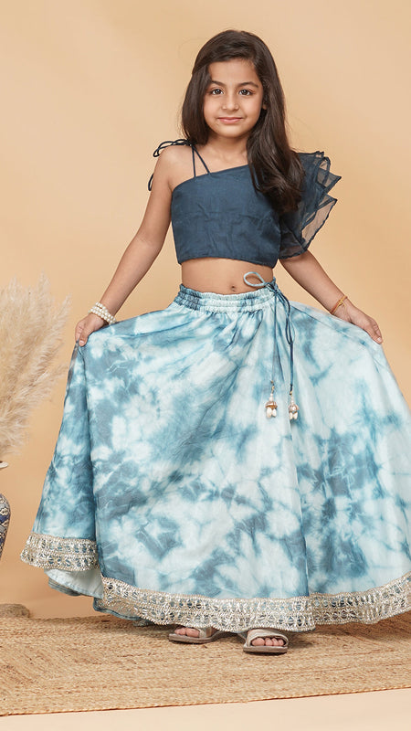 Organza Crop top & Shibori Skirt set