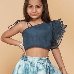 Organza Crop top & Shibori Skirt set
