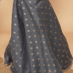 Grey Gold Foil Print Kota doriya Lehenga set