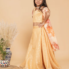 Gold Foil Print Kota doriya Lehenga set