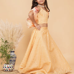 Gold Foil Print Kota doriya Lehenga set