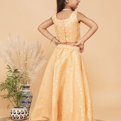 Gold Foil Print Kota doriya Lehenga set