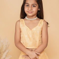 Gold Foil Print Kota doriya Lehenga set