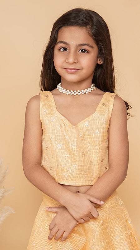 Gold Foil Print Kota doriya Lehenga set