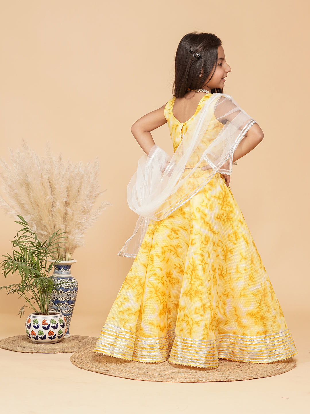 Yellow Shibori Kota doriya Lehenga set