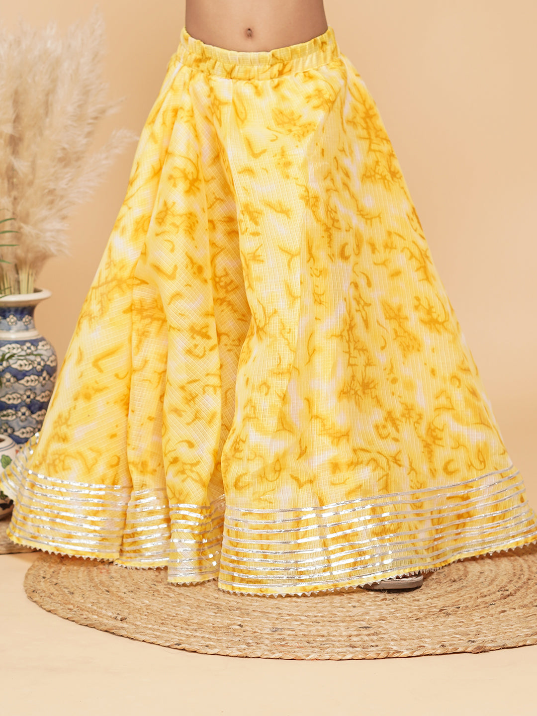 Yellow Shibori Kota doriya Lehenga set