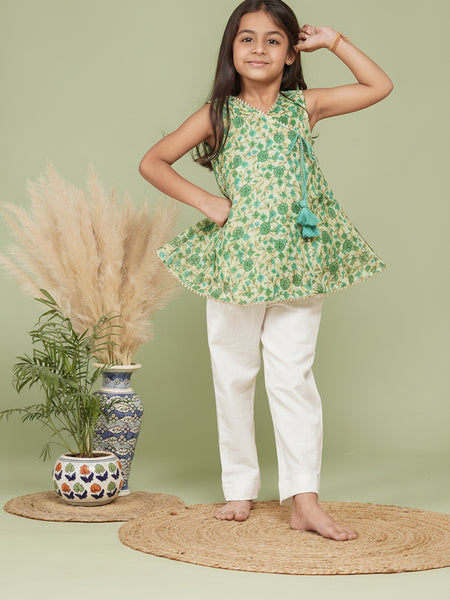 Green Kota Doriya Angrakha Top