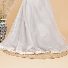 Grey Organza Crop top Skirt set