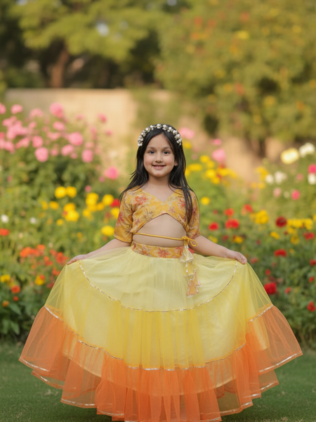 Yellow Multi colored Lehenga set