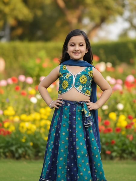 Teal colored Lehenga set