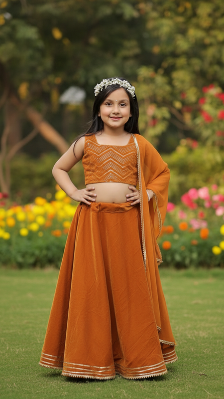 Rust Velvet Lehenga set