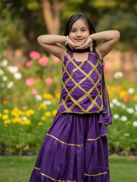 Purple Kurti Lehenga set