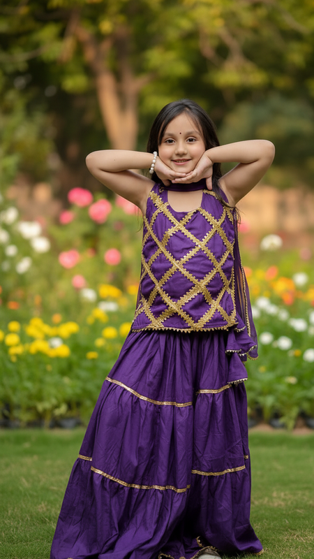 Purple Kurti Lehenga set