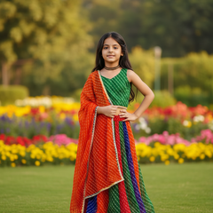 Pachrangi Leheriya Lehenga Set