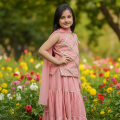 Baby Pink Kurti Lehenga set