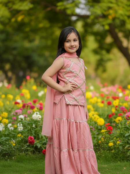 Baby Pink Kurti Lehenga set