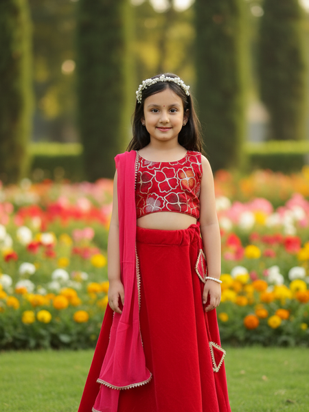 Rani Pink Velvet Lehenga set