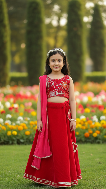 Rani Pink Velvet Lehenga set