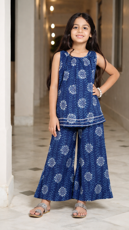 Indigo Blue Hand BLock Print Coord set