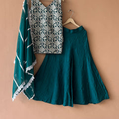 Rama Green Embroidered Design Kurta Palazzo Dupatta Set