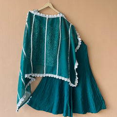 Rama Green Embroidered Design Kurta Palazzo Dupatta Set