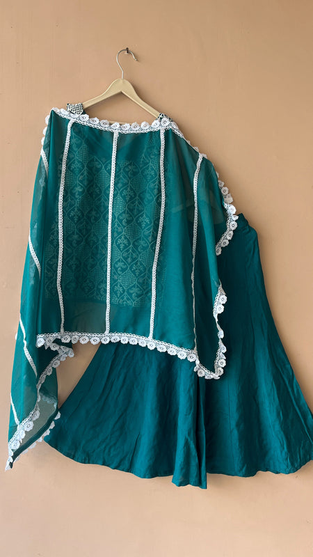 Rama Green Embroidered Design Kurta Palazzo Dupatta Set