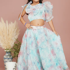 Organza Crop top Skirt set