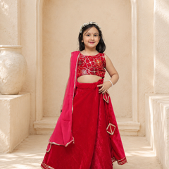 Rani Pink Velvet Lehenga set
