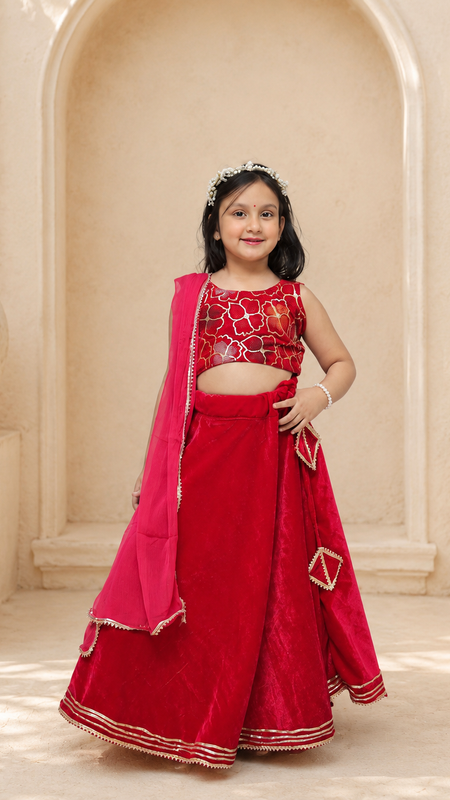 Rani Pink Velvet Lehenga set