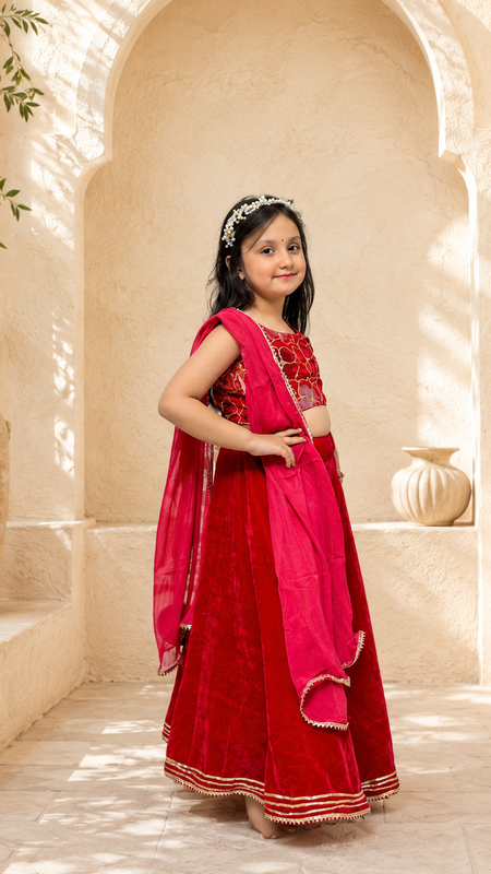 Rani Pink Velvet Lehenga set
