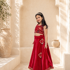 Rani Pink Velvet Lehenga set
