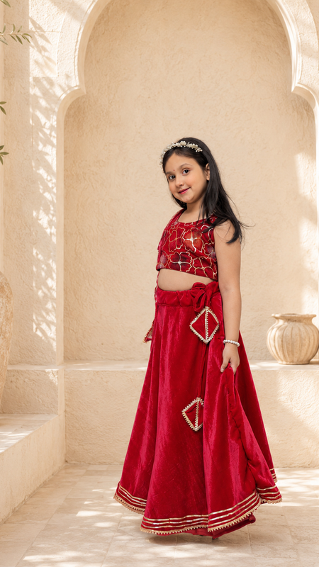 Rani Pink Velvet Lehenga set