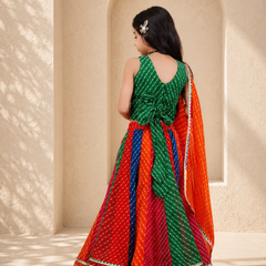 Pachrangi Leheriya Lehenga Set