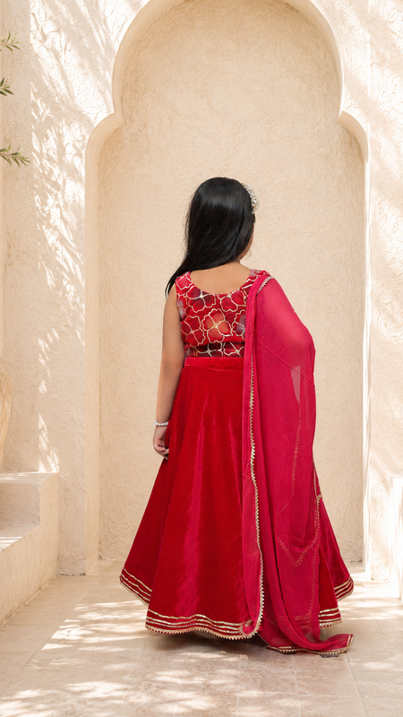 Rani Pink Velvet Lehenga set
