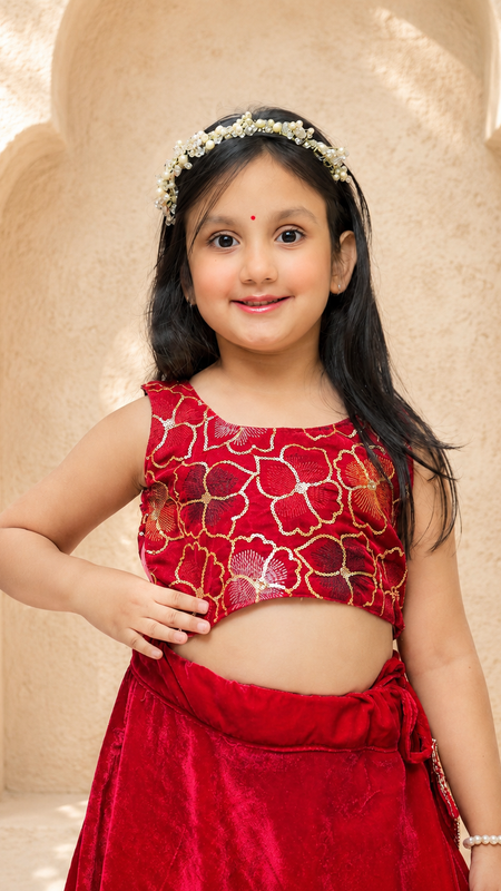 Rani Pink Velvet Lehenga set