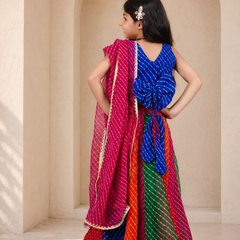 Blue Pachrangi Leheriya Lehenga Set