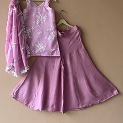 Powder Pink Kurta Palazzo Dupatta Set