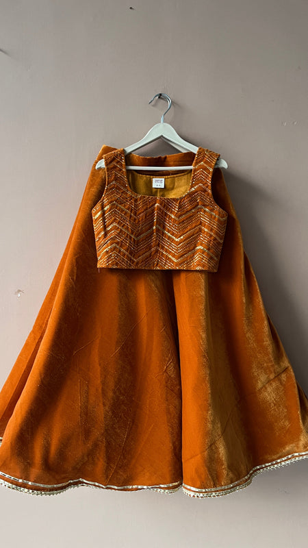 Rust Velvet Lehenga set