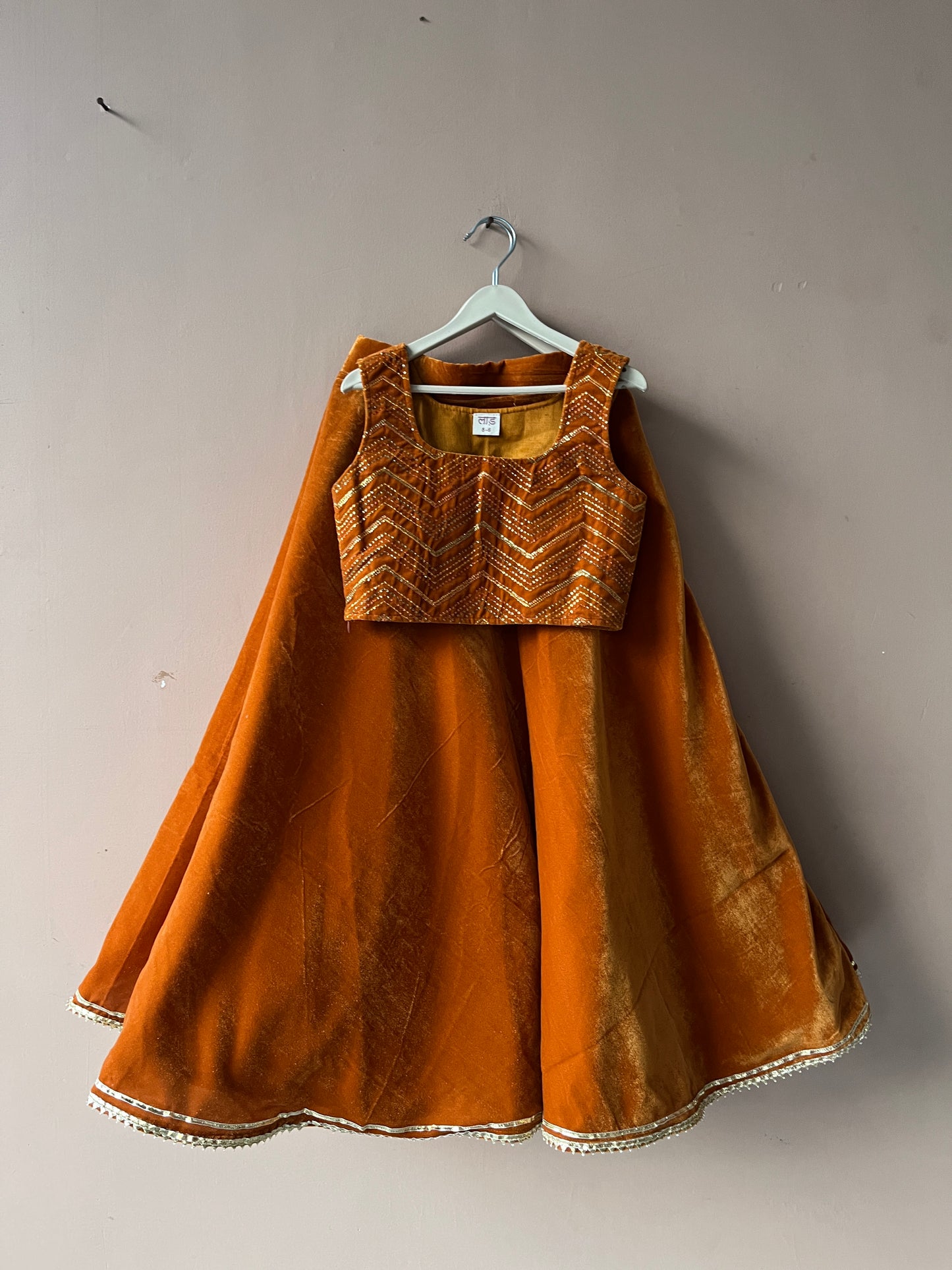 Rust Velvet Lehenga set